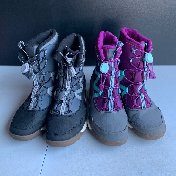 Merrell Snow Crush Winter Boots Boys Size 5M Gray Synthetic Lined Waterproof 2PK - Picture 1 of 16